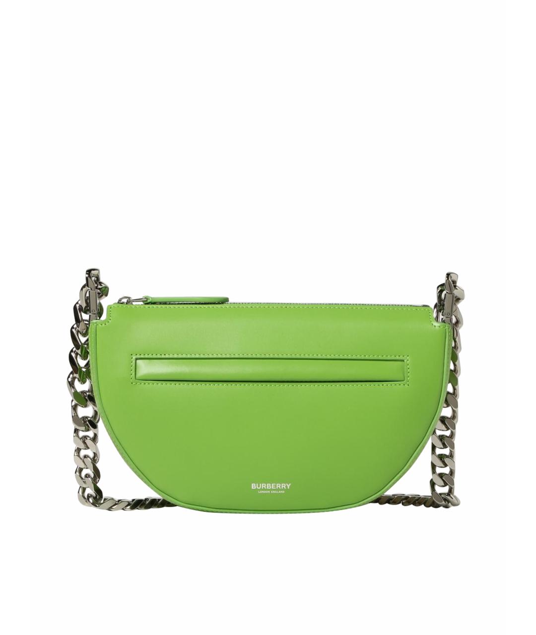 BURBERRY Зеленая кожаная сумка с короткими ручками, фото 1
