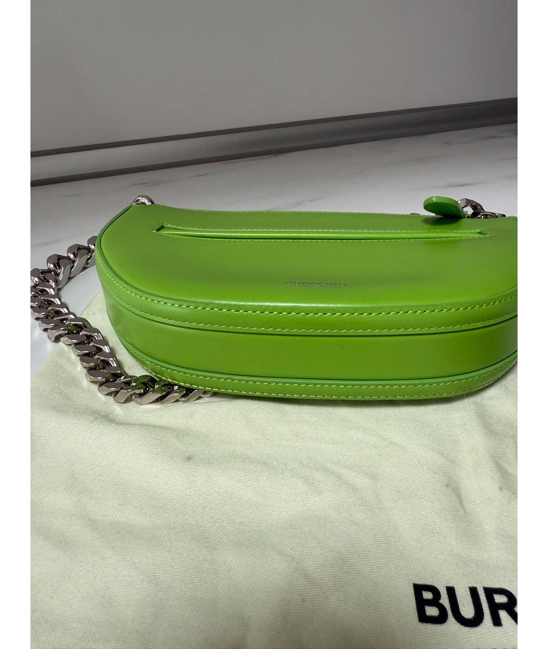 BURBERRY Зеленая кожаная сумка с короткими ручками, фото 3