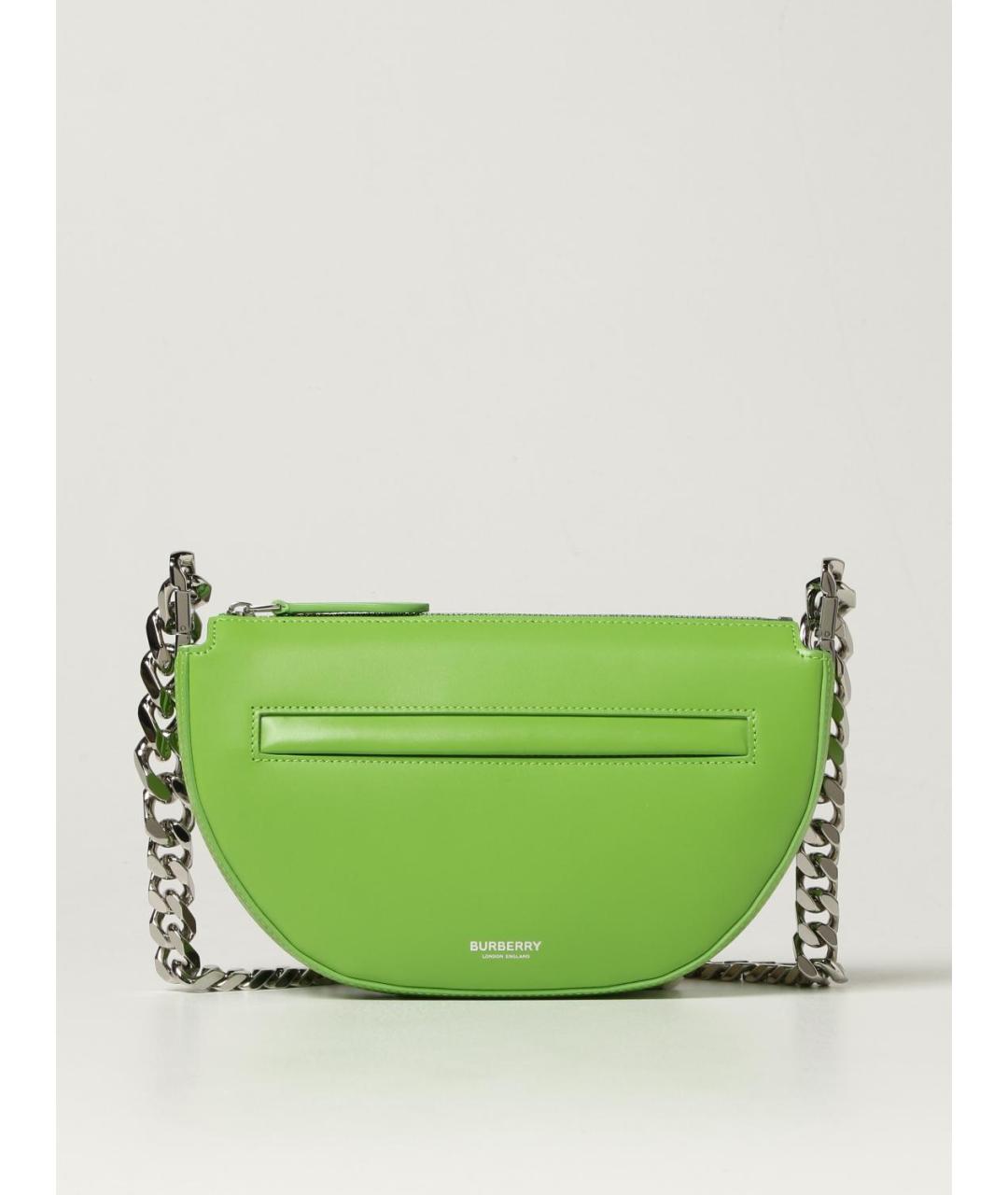 BURBERRY Зеленая кожаная сумка с короткими ручками, фото 6