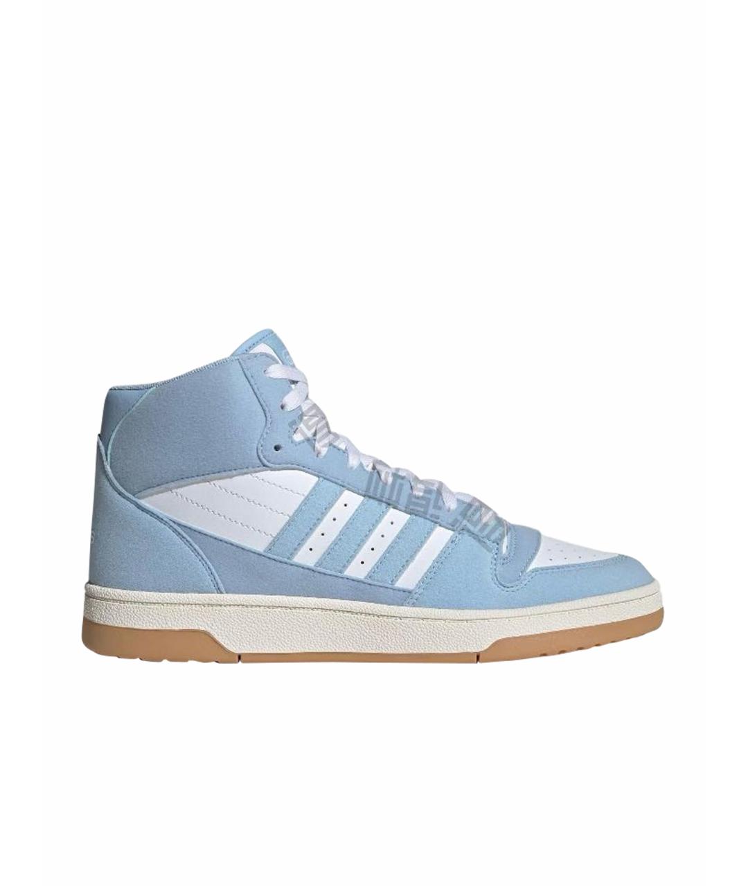 ADIDAS Голубые кожаные высокие кроссовки / кеды, фото 1