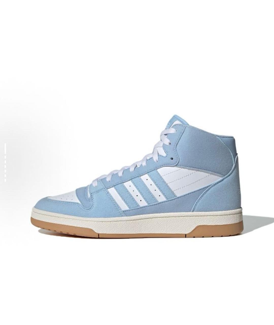 ADIDAS Голубые кожаные высокие кроссовки / кеды, фото 4