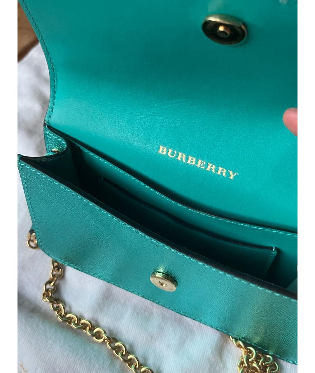 BURBERRY Бирюзовая кожаная сумка через плечо, фото 3