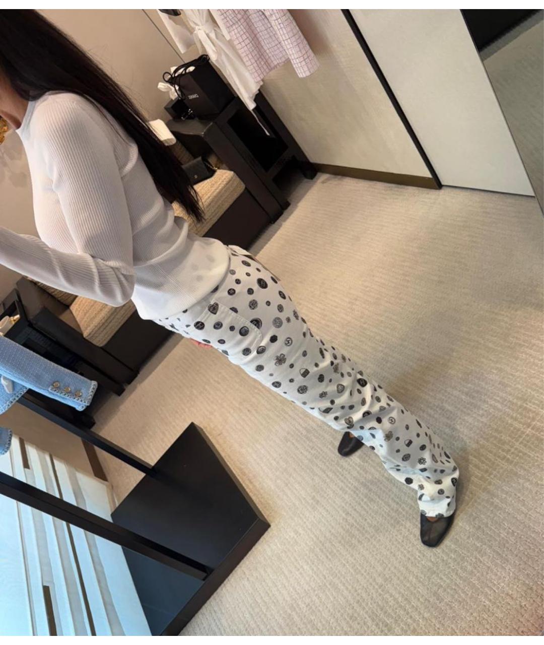 CHANEL Белые хлопко-эластановые прямые джинсы, фото 4