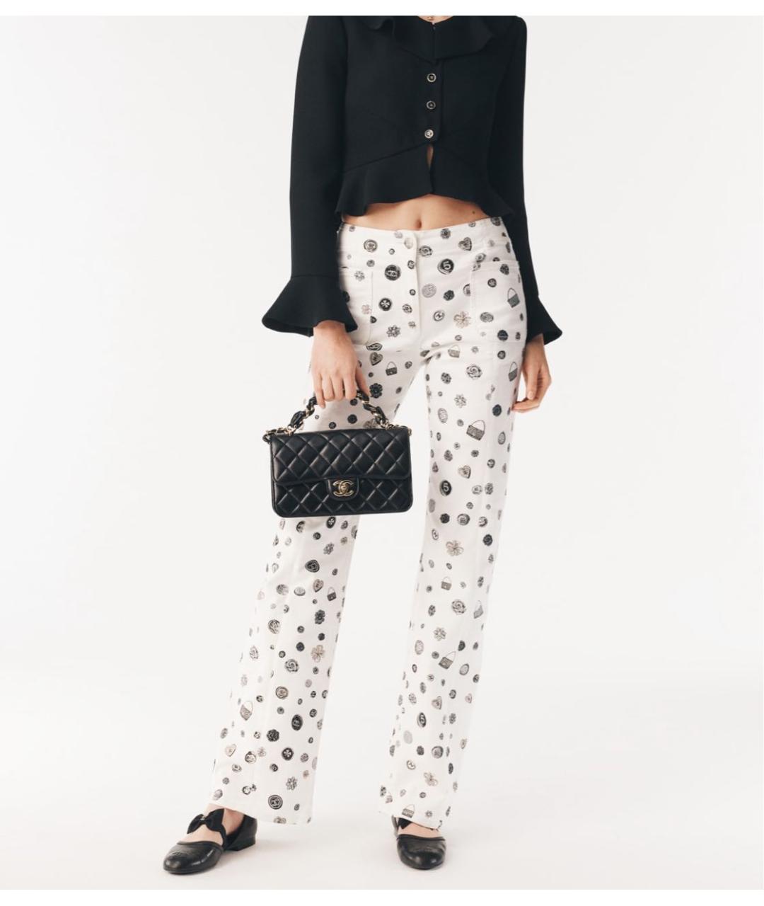 CHANEL Белые хлопко-эластановые прямые джинсы, фото 2