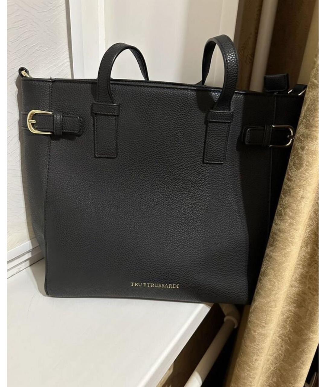 TRUSSARDI Черная кожаная сумка тоут, фото 5