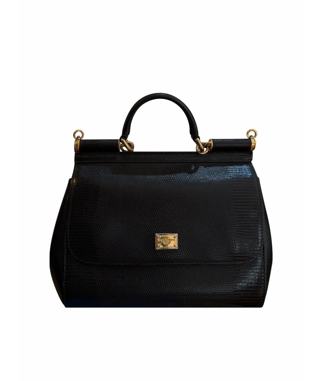 DOLCE&GABBANA Черная сумка тоут из экзотической кожи, фото 1
