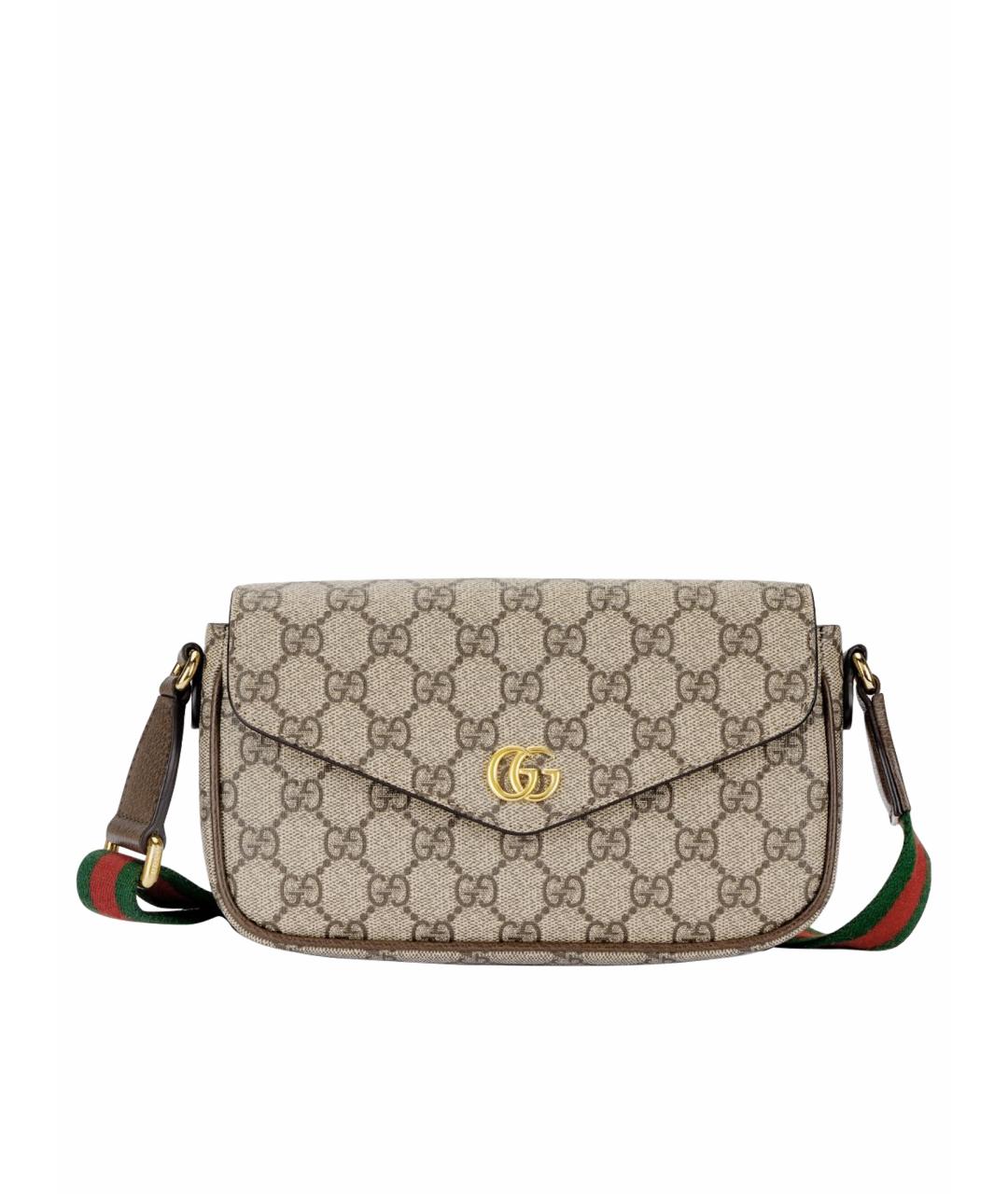 GUCCI Бежевая кожаная сумка через плечо, фото 1