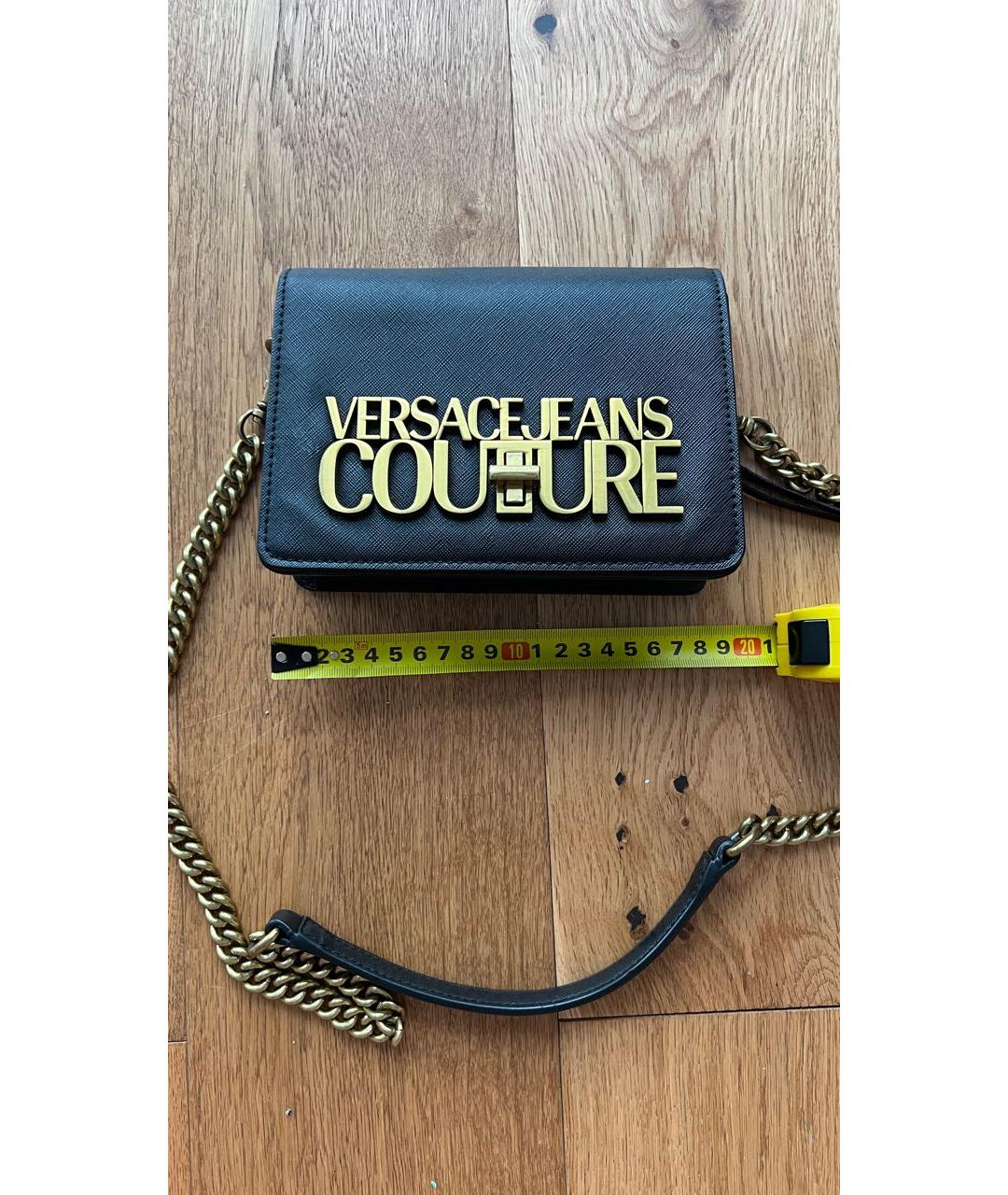 VERSACE JEANS COUTURE Черная кожаная сумка через плечо, фото 3