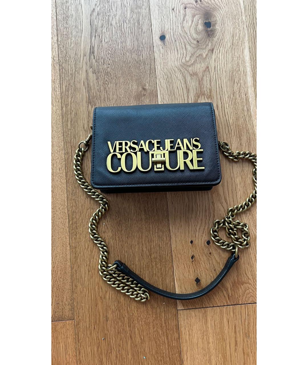 VERSACE JEANS COUTURE Черная кожаная сумка через плечо, фото 2