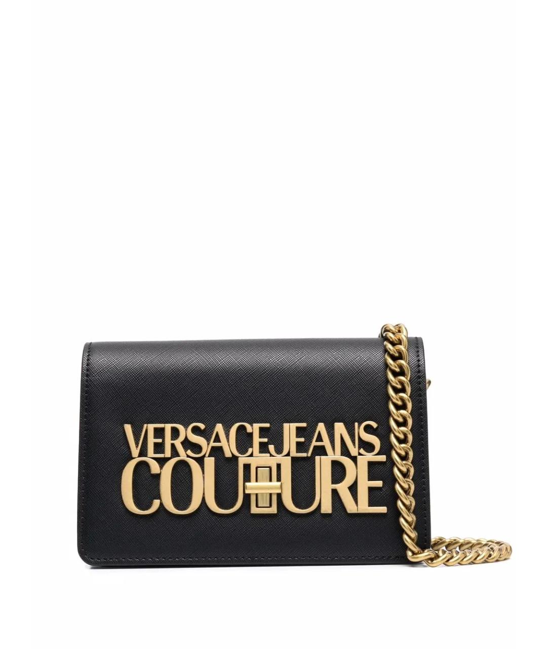 VERSACE JEANS COUTURE Черная кожаная сумка через плечо, фото 1