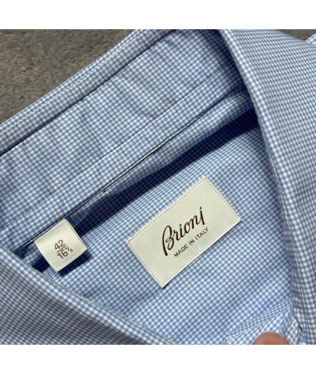 BRIONI Голубая хлопковая классическая рубашка, фото 7