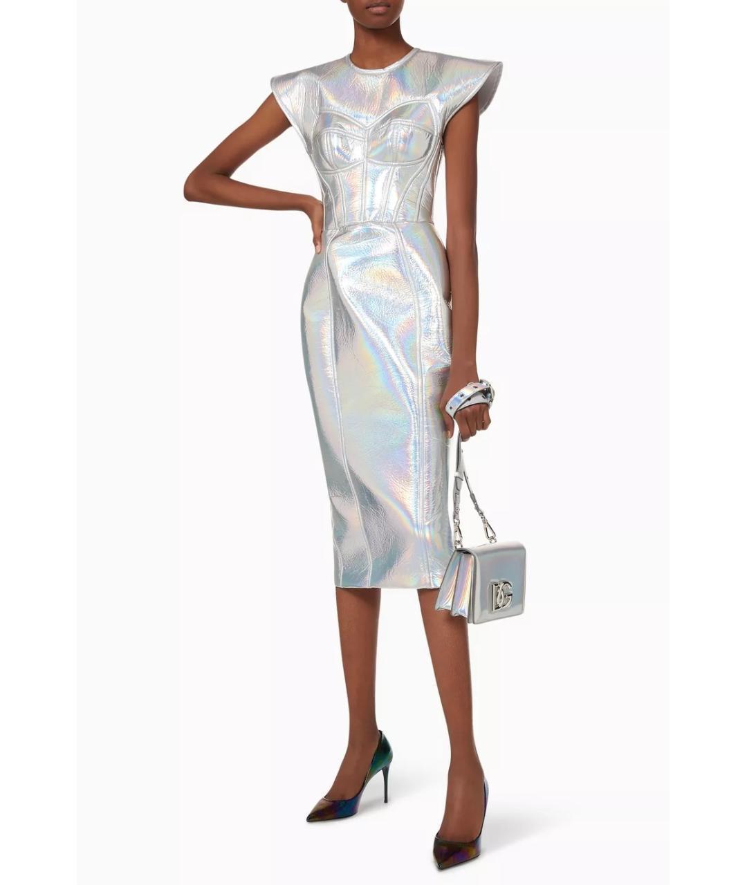 DOLCE&GABBANA Серебряное коктейльное платье, фото 8