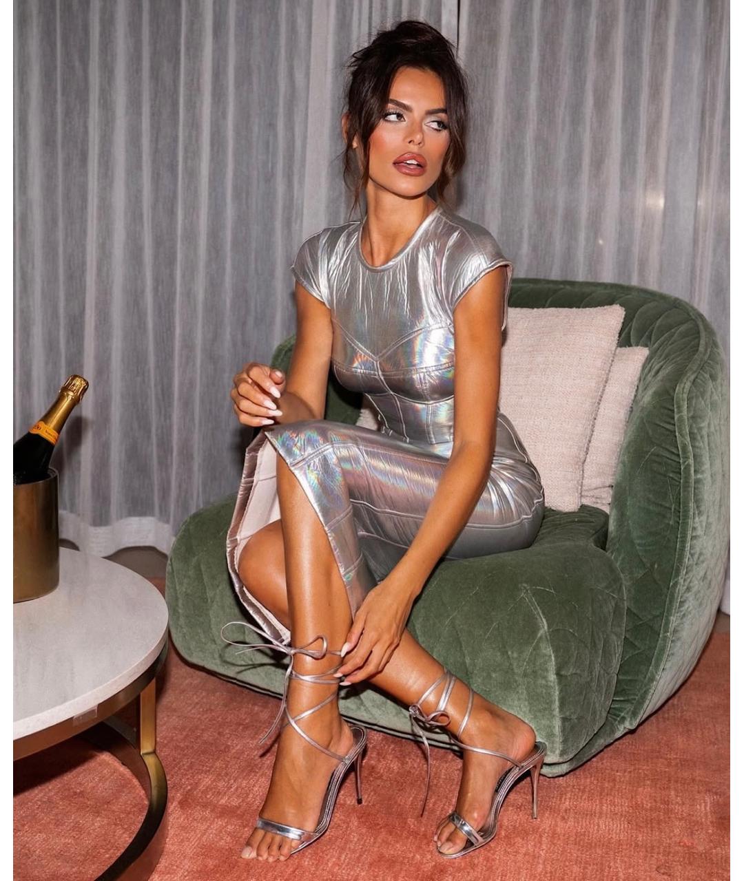 DOLCE&GABBANA Серебряное коктейльное платье, фото 5