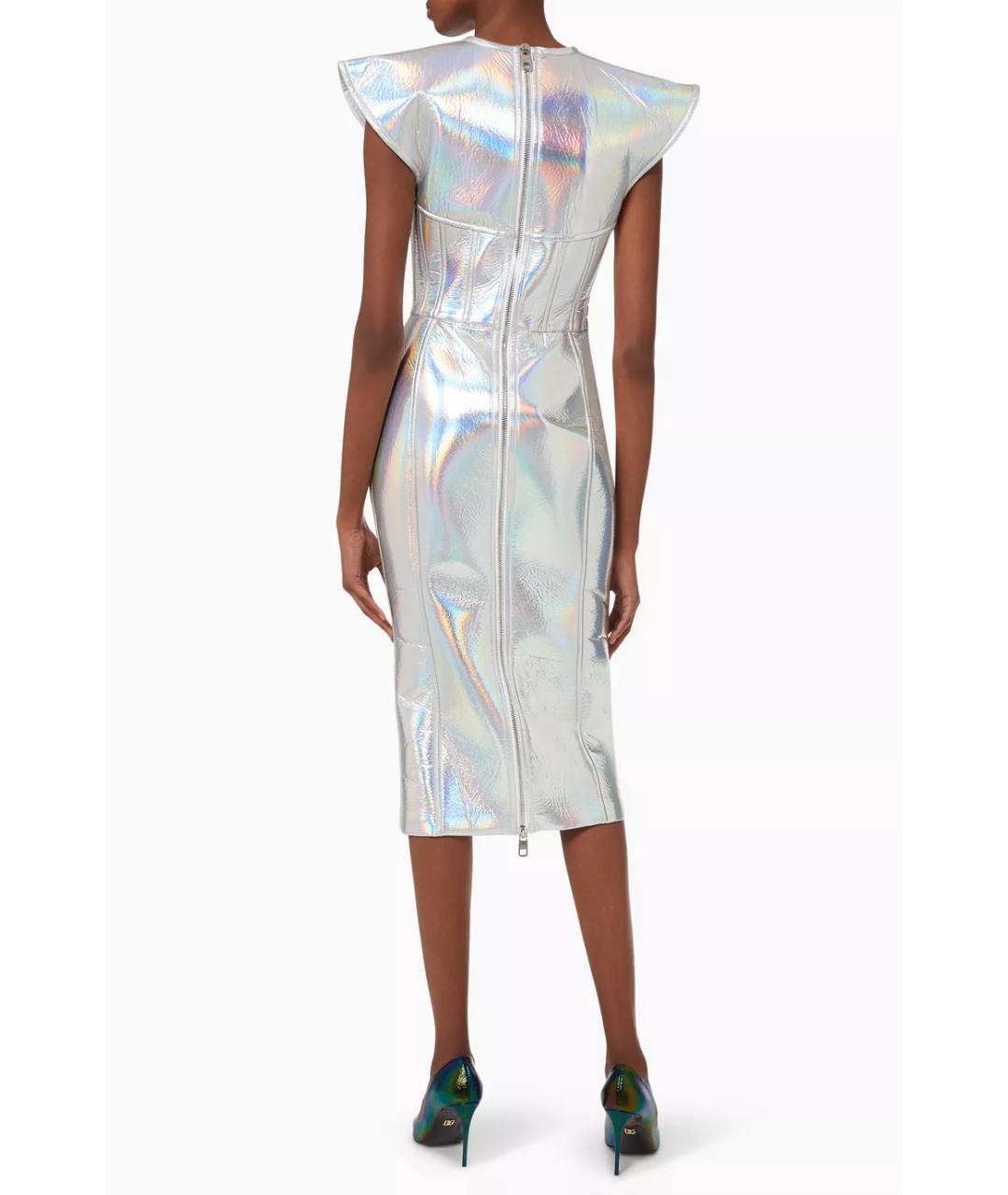 DOLCE&GABBANA Серебряное коктейльное платье, фото 9