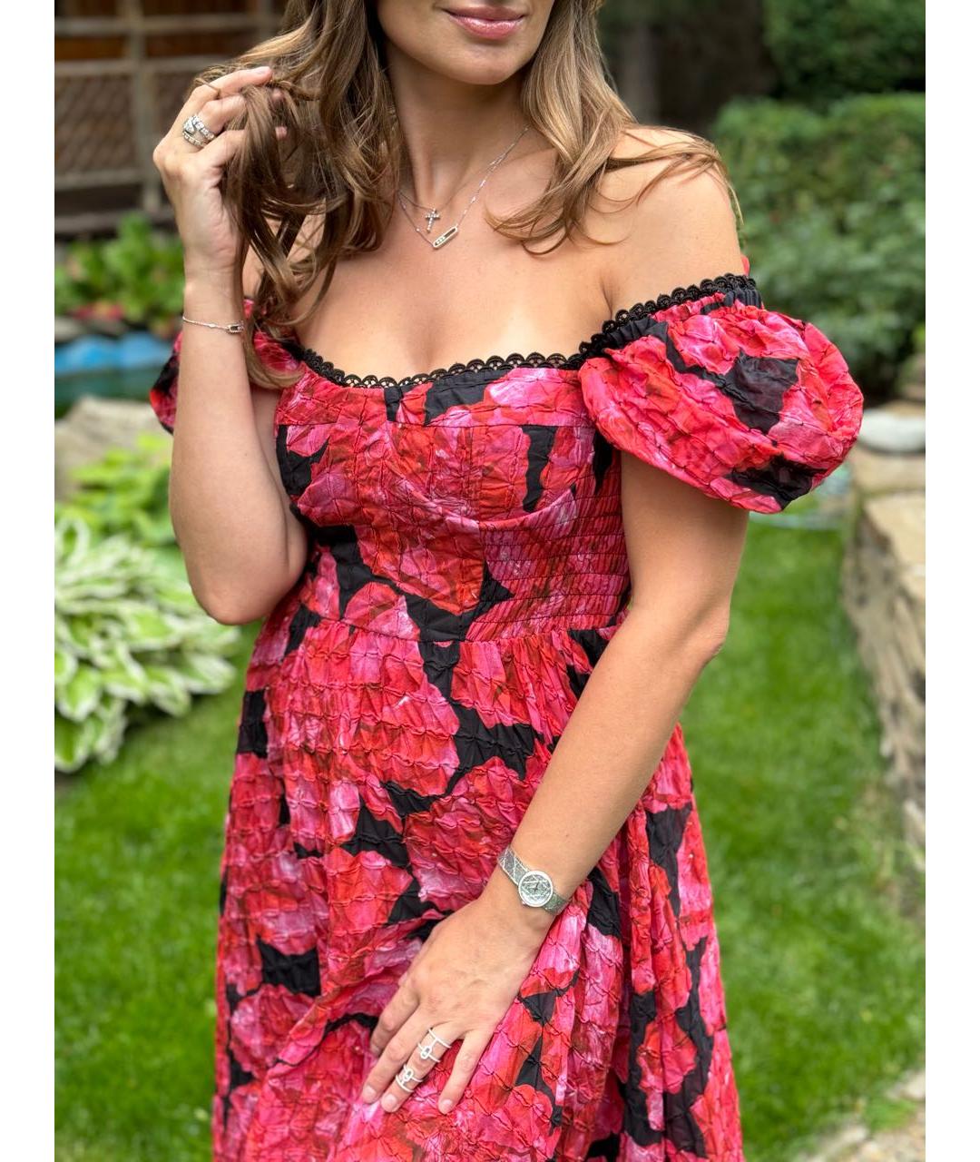 CHARO RUIZ Красное хлопковое повседневное платье, фото 5