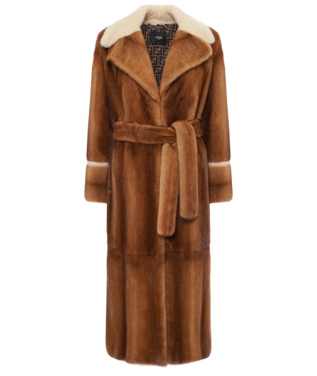 FENDI Коричневая меховая шуба, фото 1
