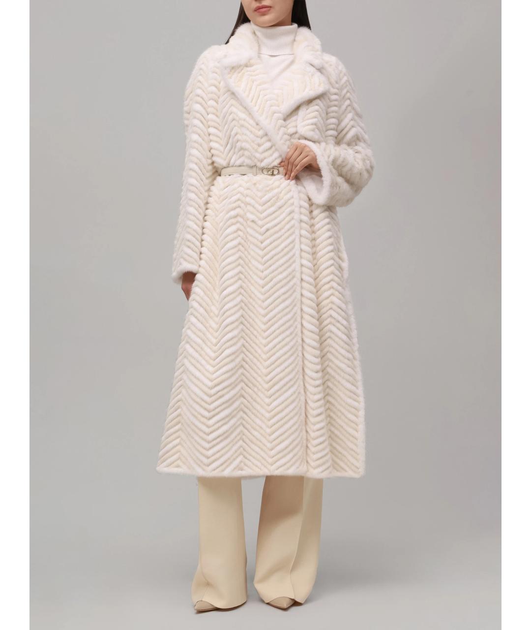 FENDI Бежевая меховая шуба, фото 2