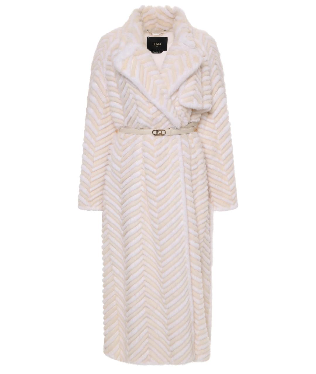 FENDI Бежевая меховая шуба, фото 1