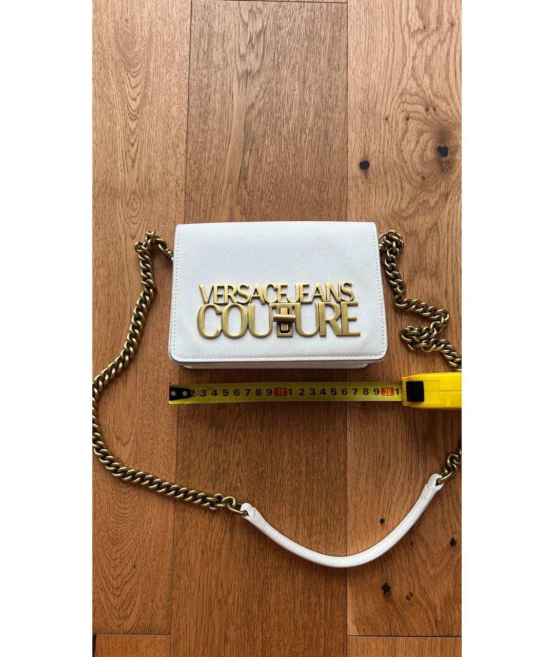 VERSACE JEANS COUTURE Белая кожаная сумка через плечо, фото 2