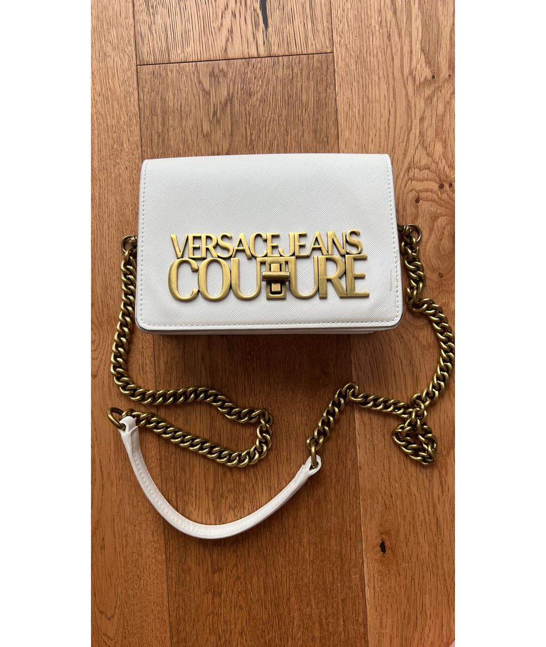 VERSACE JEANS COUTURE Белая кожаная сумка через плечо, фото 9