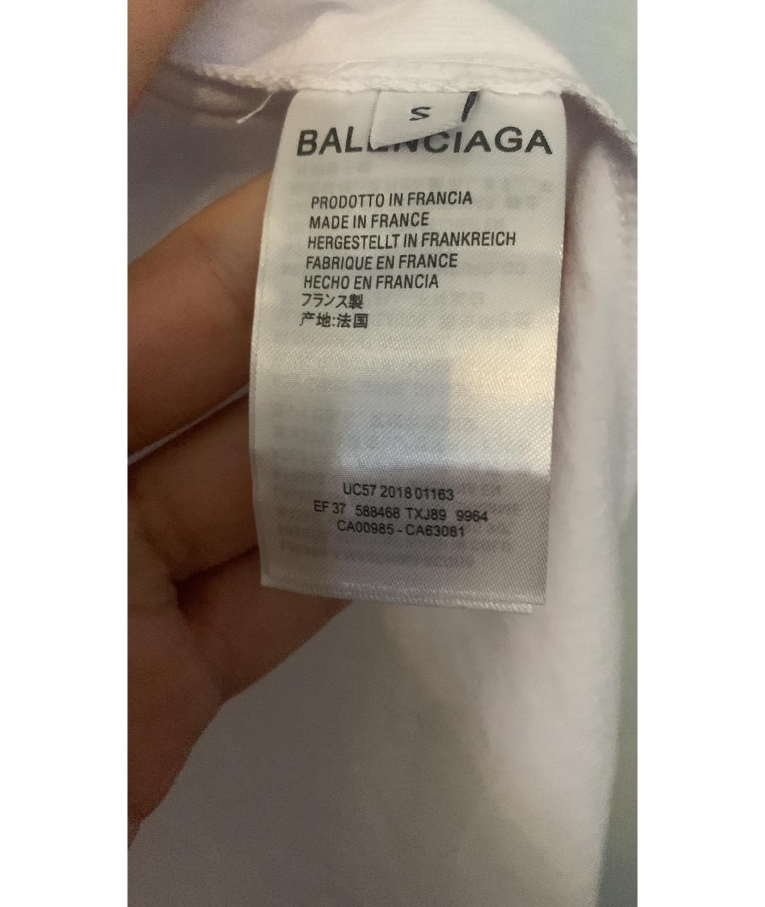 BALENCIAGA Белая хлопковая футболка, фото 6