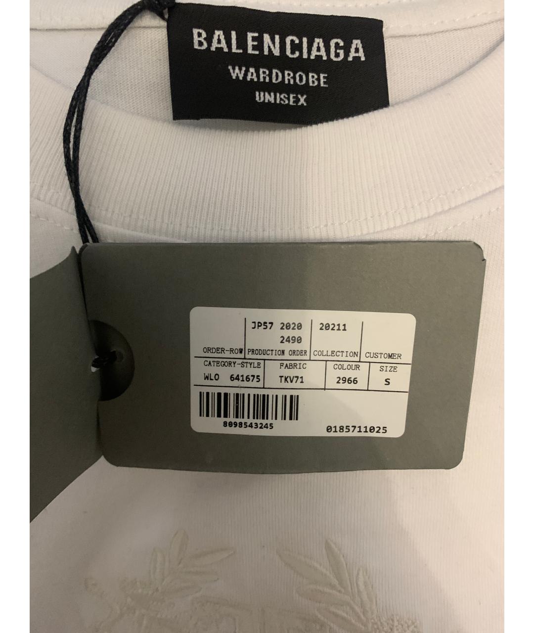 BALENCIAGA Белая хлопковая футболка, фото 7