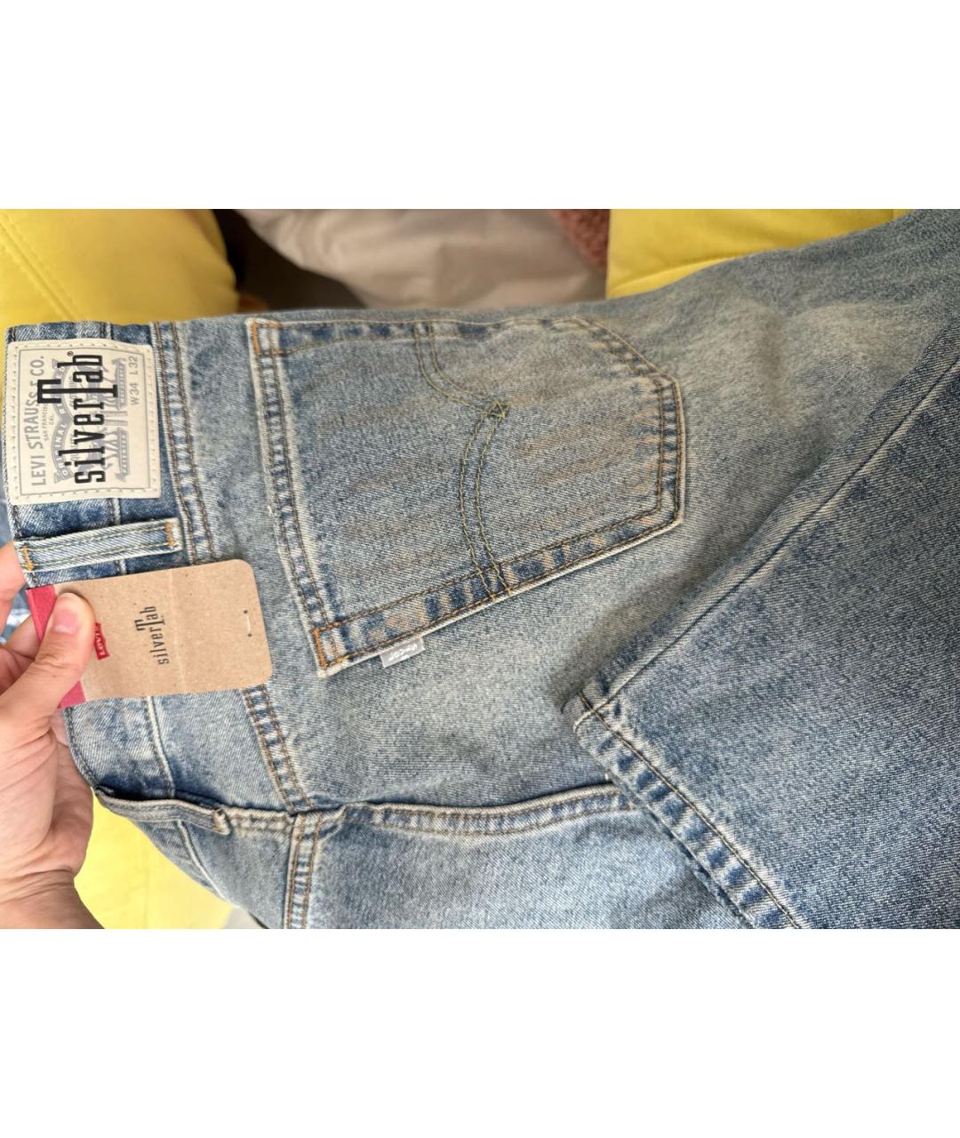 LEVI'S Синие хлопковые прямые джинсы, фото 3