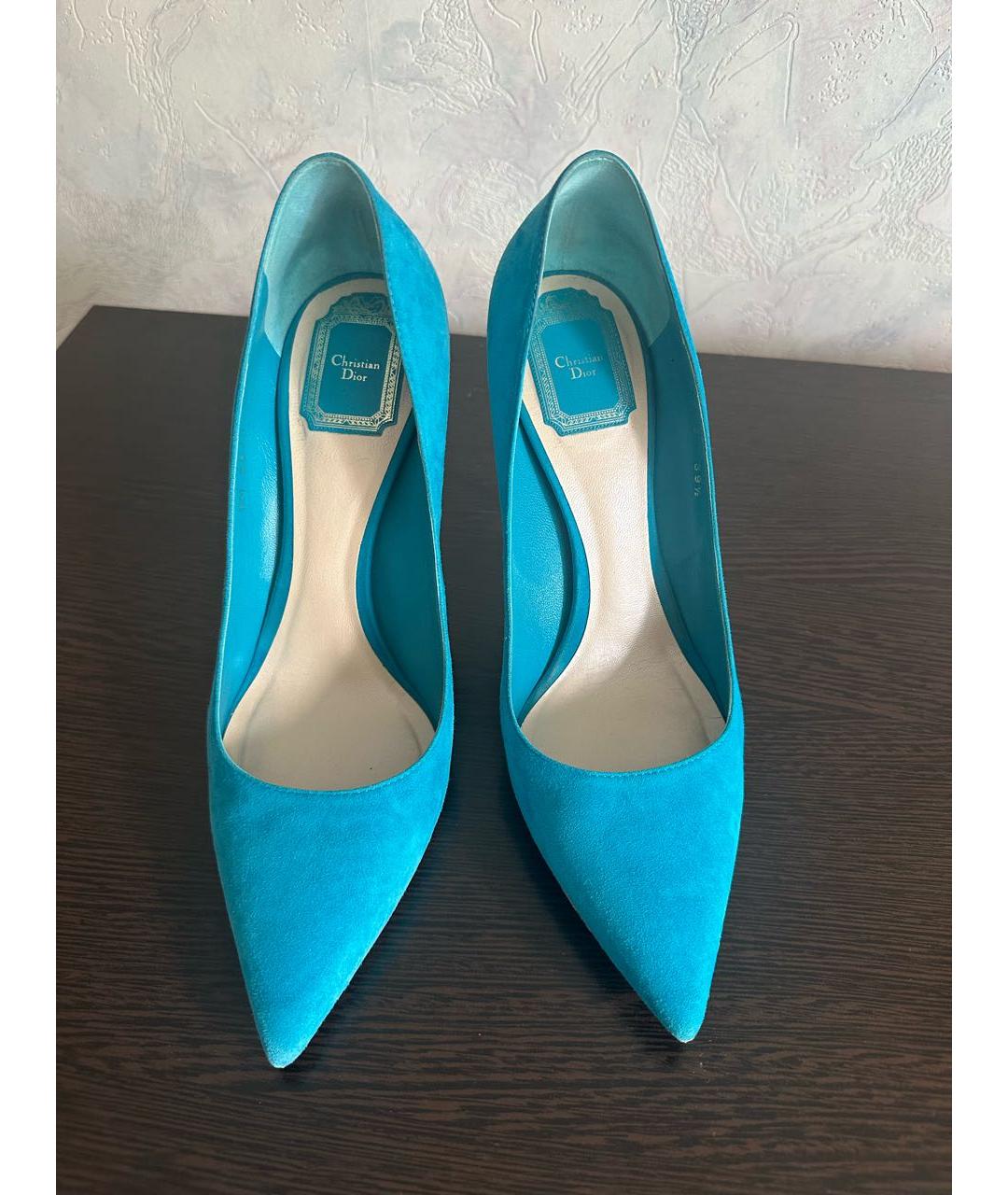 CHRISTIAN DIOR Бирюзовые замшевые туфли, фото 2