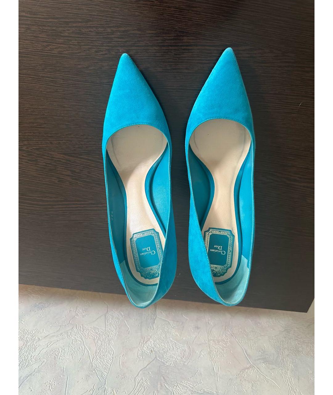 CHRISTIAN DIOR Бирюзовые замшевые туфли, фото 3