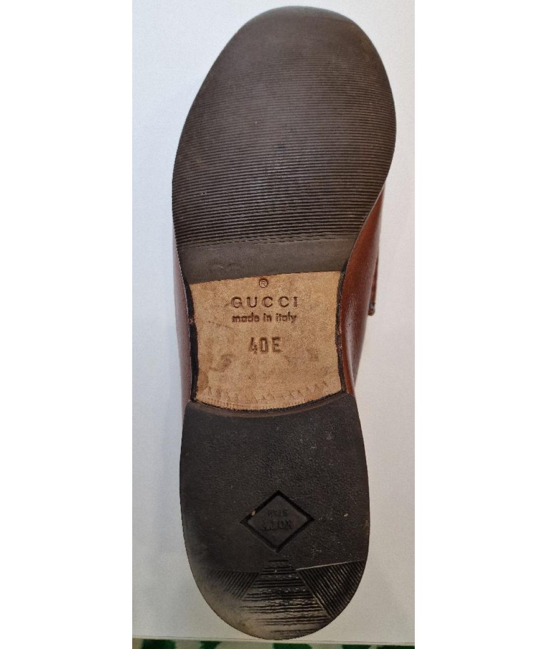 GUCCI Коричневые кожаные лоферы, фото 7