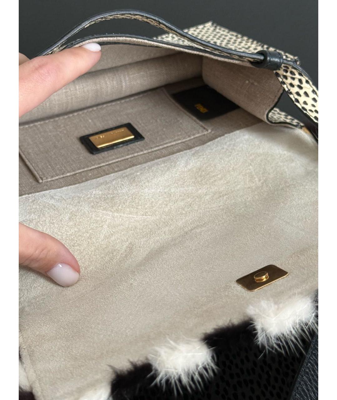 FENDI Белая кожаная сумка через плечо, фото 4