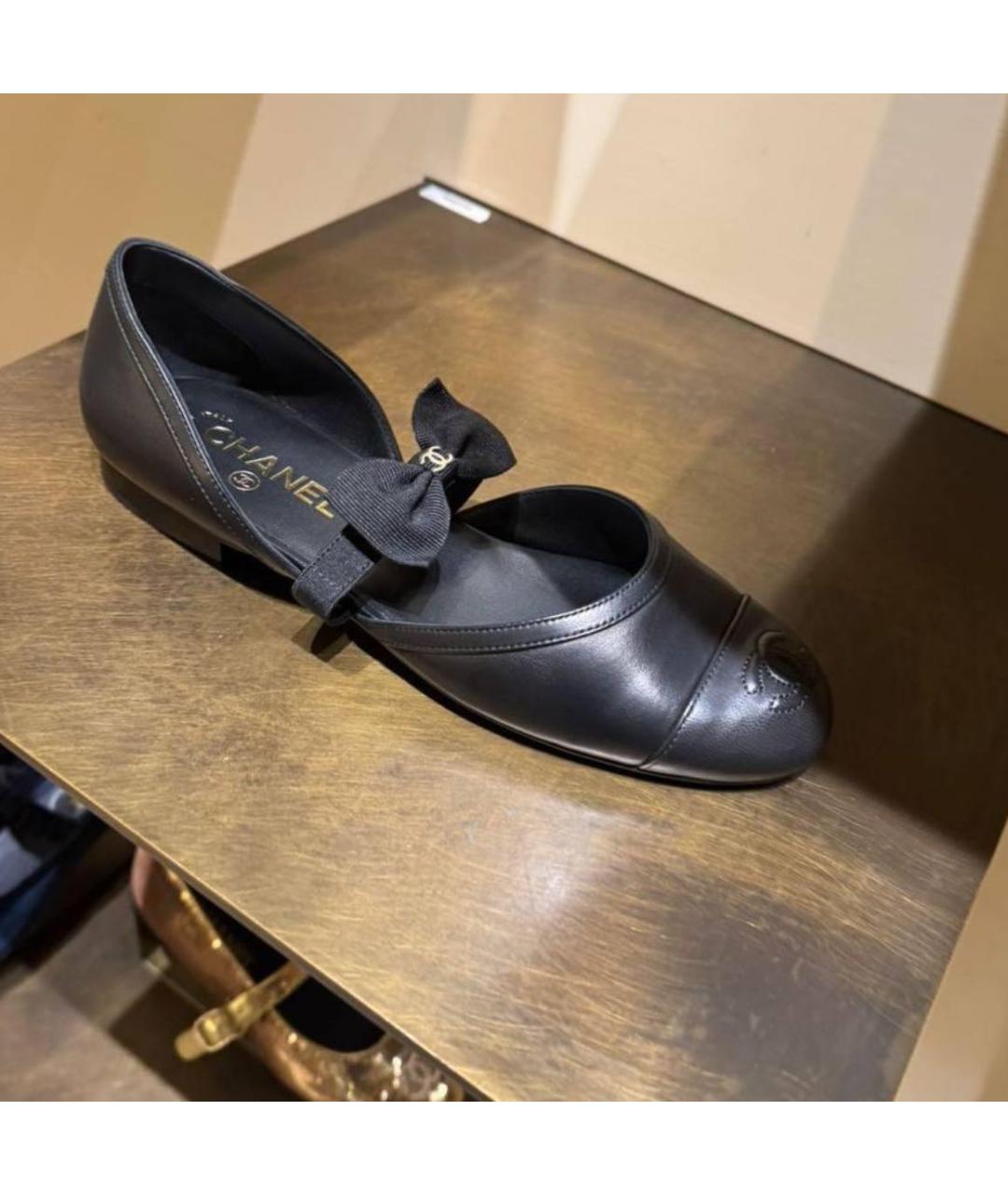 CHANEL Черные кожаные балетки, фото 6