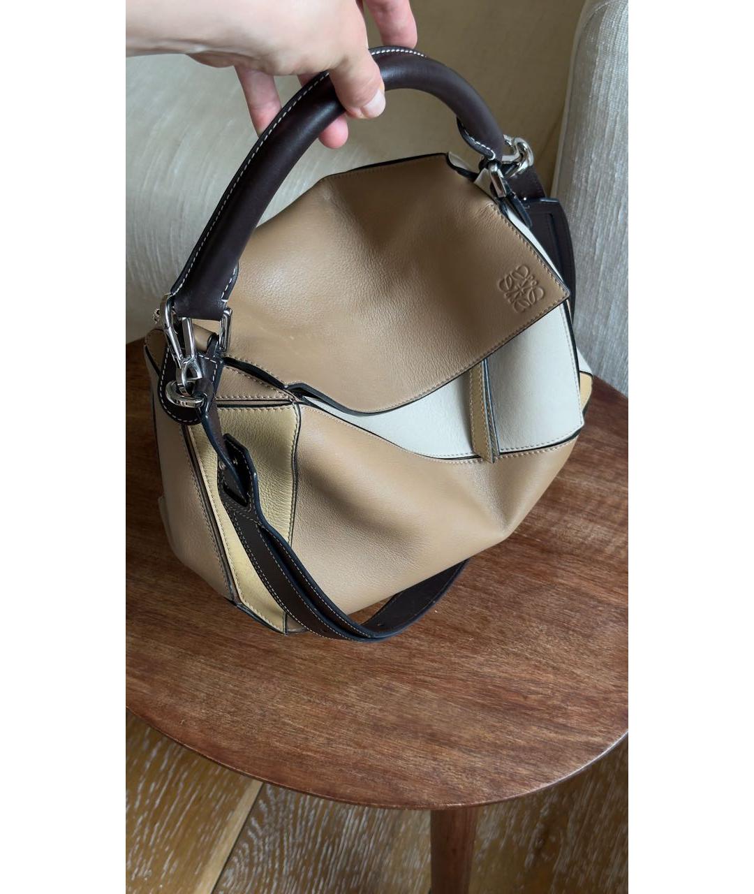 LOEWE Бежевая кожаная сумка через плечо, фото 2