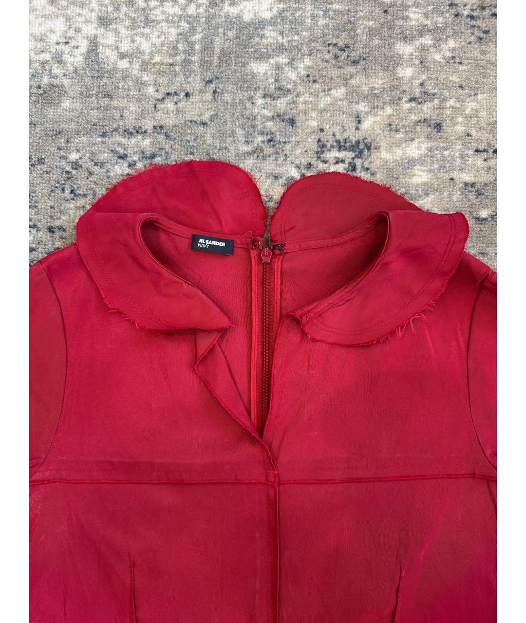 JIL SANDER Красное шелковое повседневное платье, фото 3