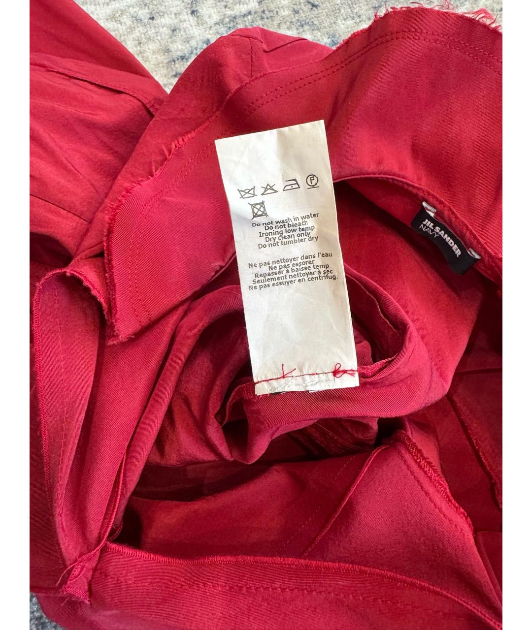 JIL SANDER Красное шелковое повседневное платье, фото 8