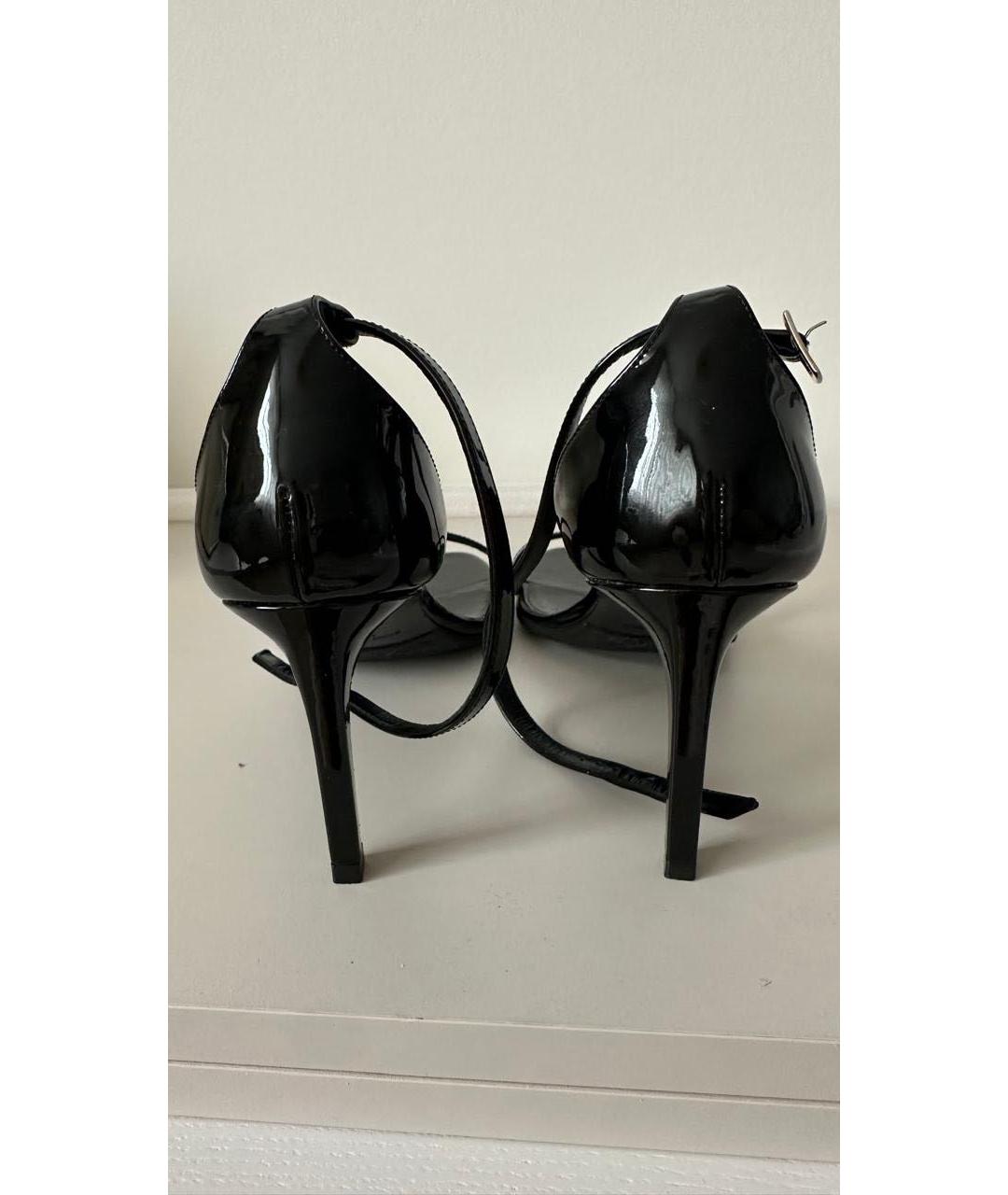 SAINT LAURENT Черные босоножки из лакированной кожи, фото 4