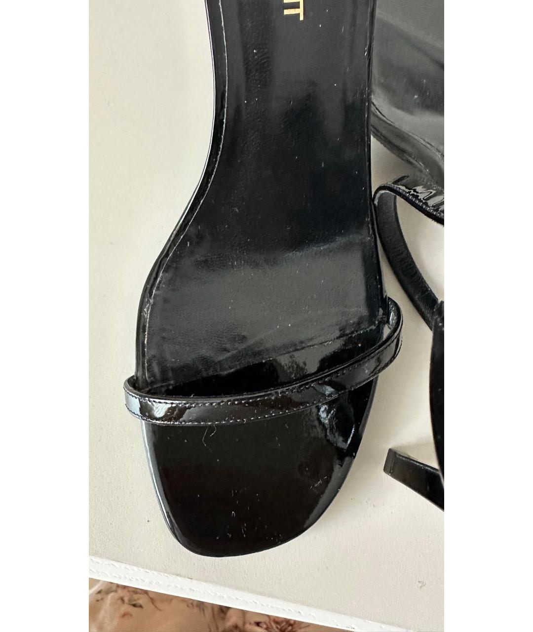 SAINT LAURENT Черные босоножки из лакированной кожи, фото 5