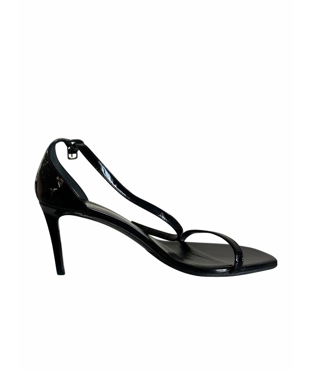 SAINT LAURENT Черные босоножки из лакированной кожи, фото 1