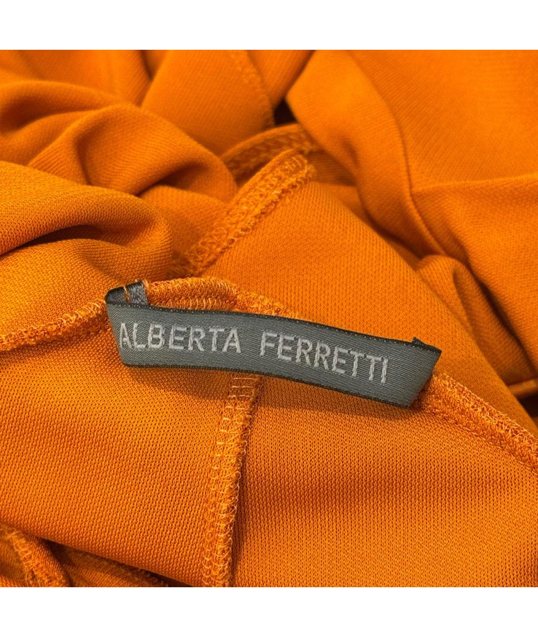 ALBERTA FERRETTI Оранжевое вискозное вечернее платье, фото 4