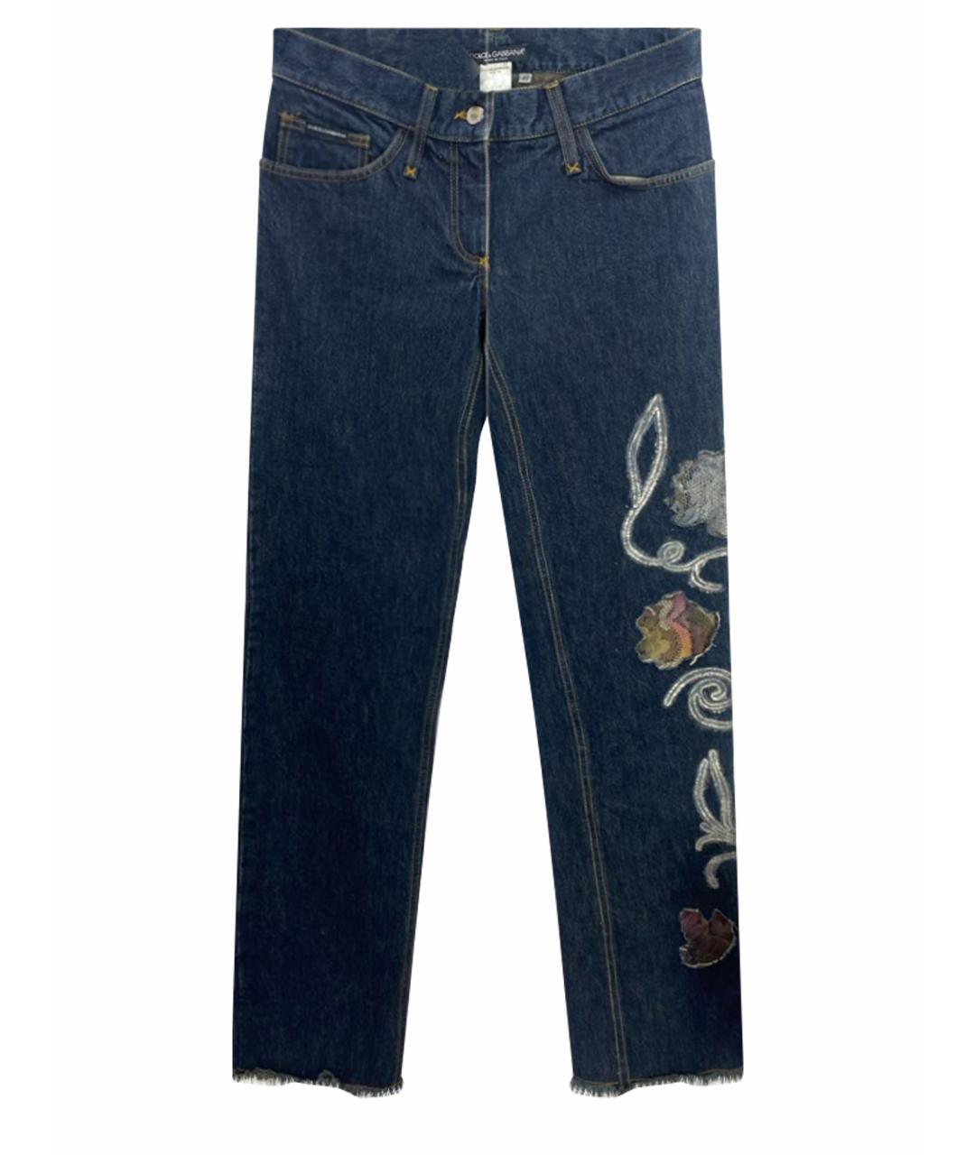 DOLCE&GABBANA Синие хлопковые прямые джинсы, фото 1