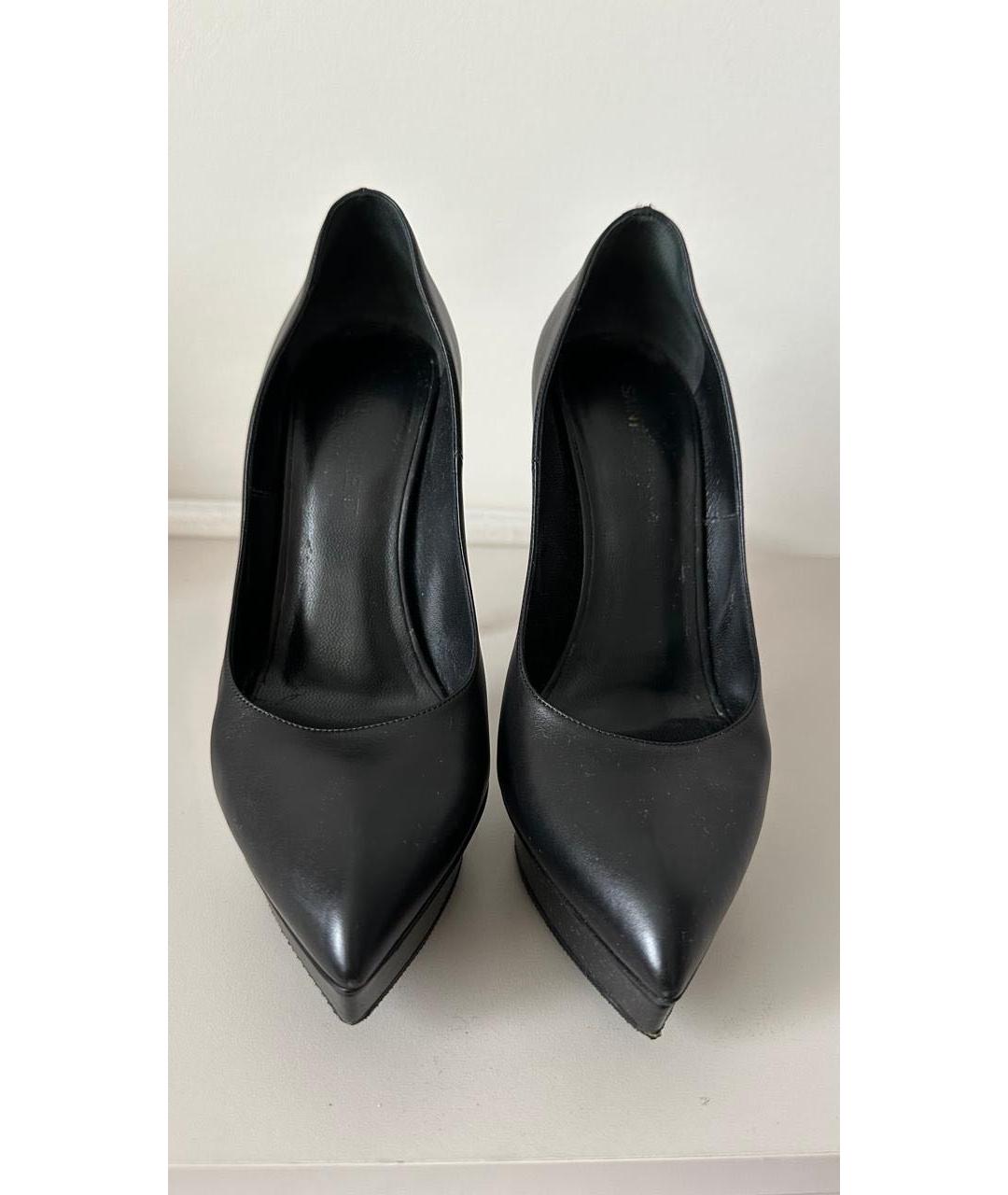 SAINT LAURENT Черные кожаные туфли, фото 2