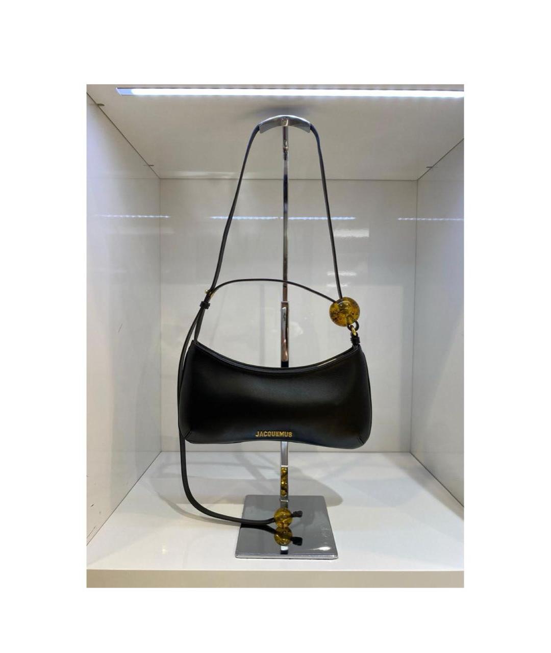 JACQUEMUS Черная кожаная сумка через плечо, фото 2