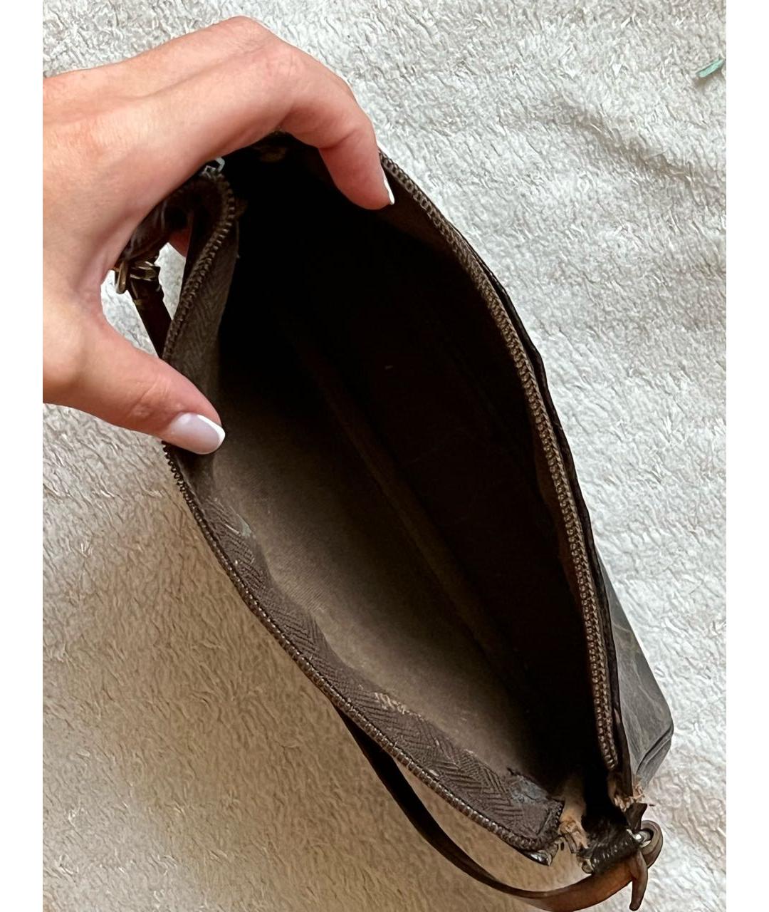 LOUIS VUITTON Коричневая кожаная сумка с короткими ручками, фото 4