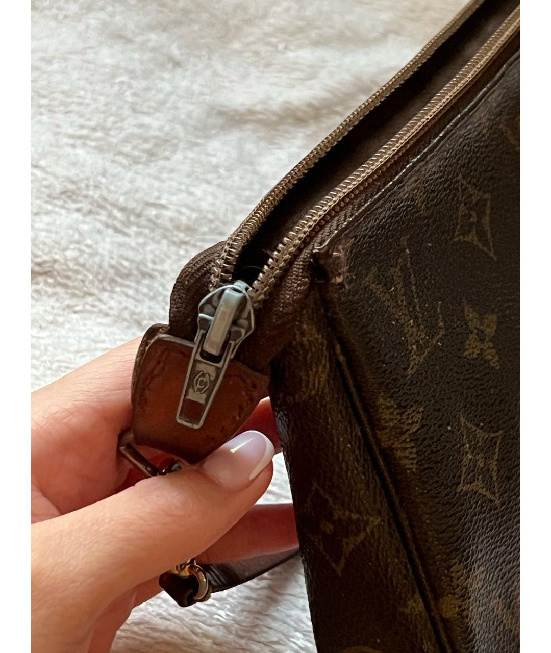LOUIS VUITTON Коричневая кожаная сумка с короткими ручками, фото 5