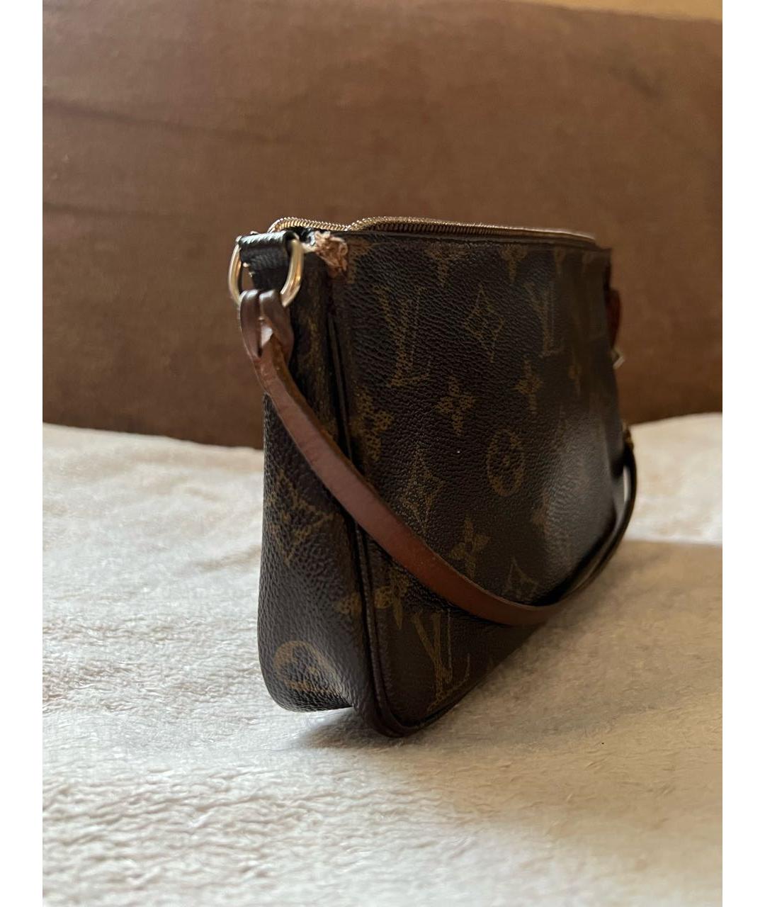 LOUIS VUITTON Коричневая кожаная сумка с короткими ручками, фото 2