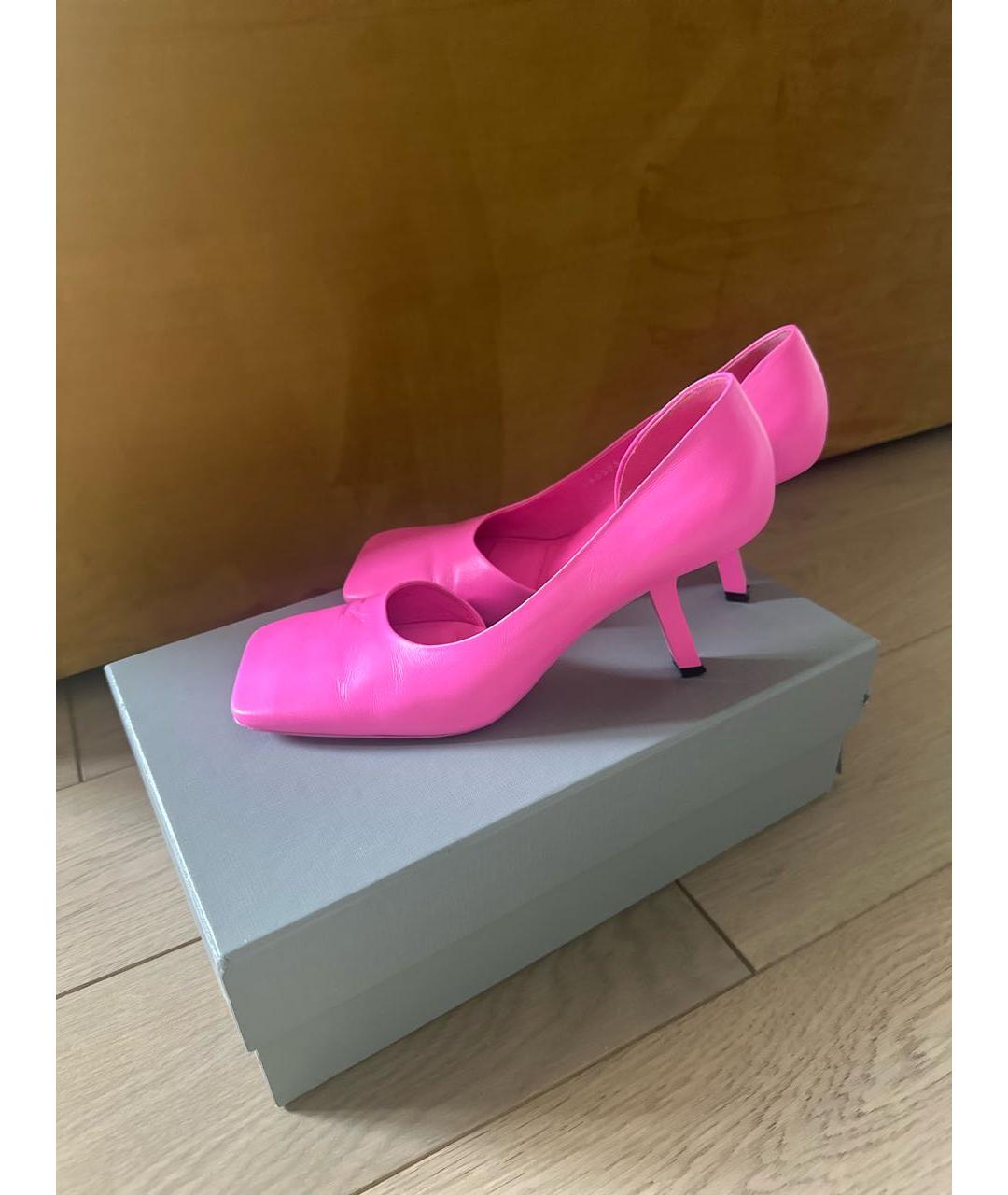 BALENCIAGA Фуксия кожаные туфли, фото 5