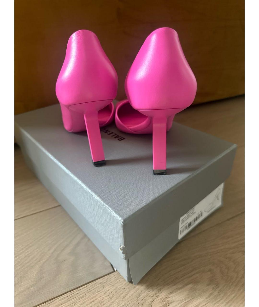 BALENCIAGA Фуксия кожаные туфли, фото 4