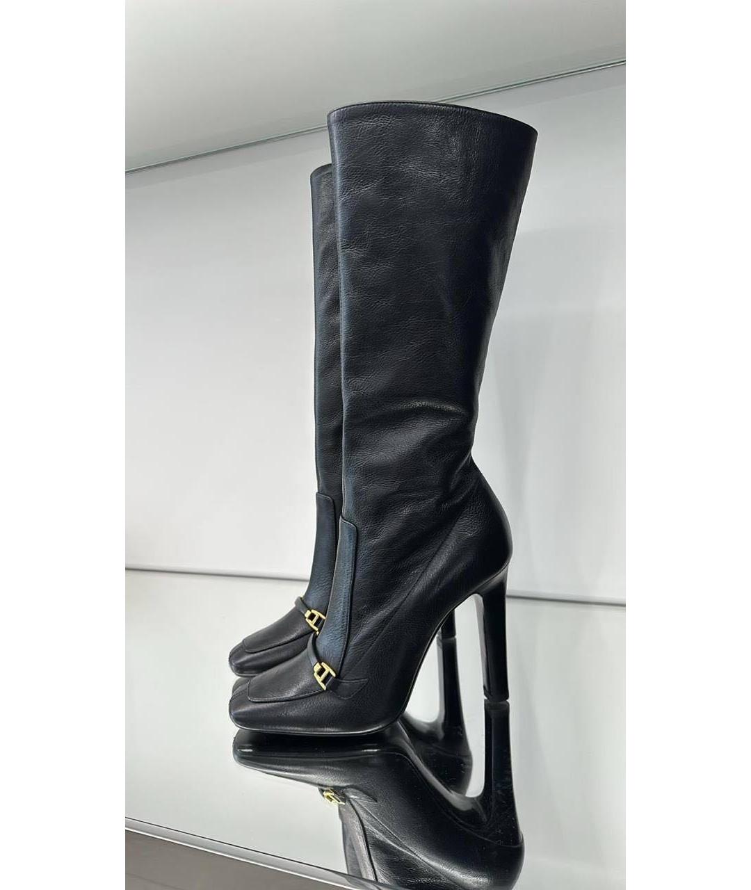 SAINT LAURENT Черные кожаные сапоги, фото 2