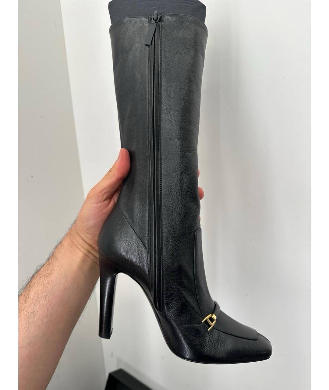 SAINT LAURENT Черные кожаные сапоги, фото 8