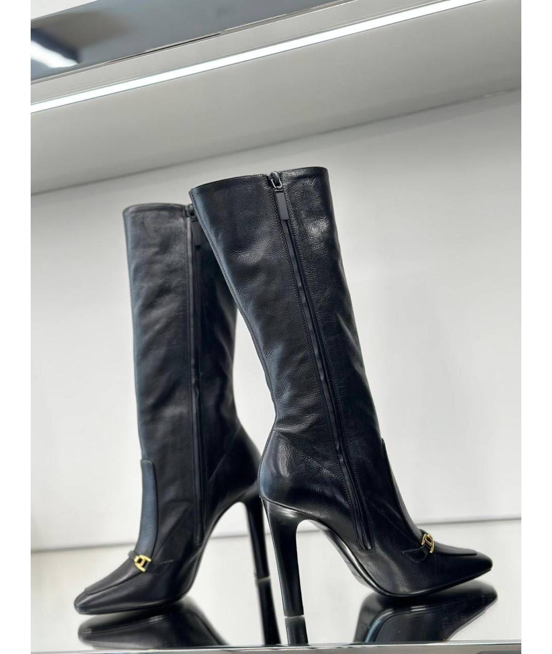 SAINT LAURENT Черные кожаные сапоги, фото 3
